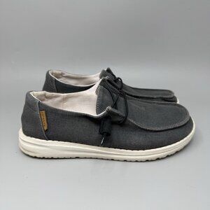 Hey Dude Shoes Womens Wendy Slip-On Shoes Chambray Off Black Size 6